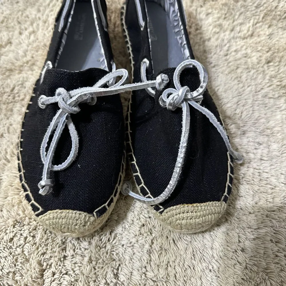 Sperry Womens Top‎ Slider Espodrilles Black Fabric Silver Slip On Flat Shoes 7.5